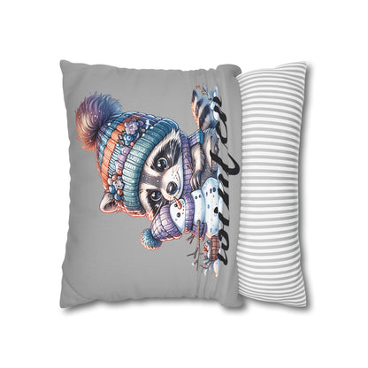 Winter Raccoon Pillowcase - Cozy Cute Animal Cushion for Seasonal Home Decor and Holiday Gift Idea - VYBE Shop