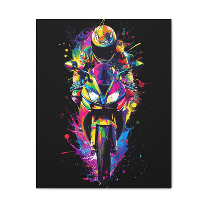 Neon Motorcycle Canvas Art, Perfect for Bikers, Home Decor, Gifts for Riders, Colorful Wall Art, Bike Lover's Gift - VYBE Shop