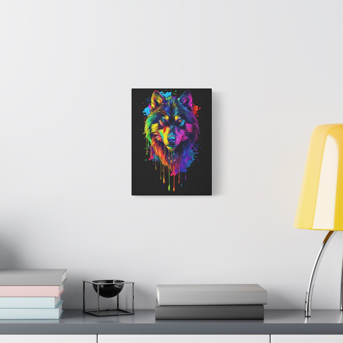 Neon Wolf Canvas Wall Art, Colorful Animal Decor, Home Office Decoration, Unique Gift for Nature Lovers, Modern Art Print, Wildlife [...] - VYBE Shop