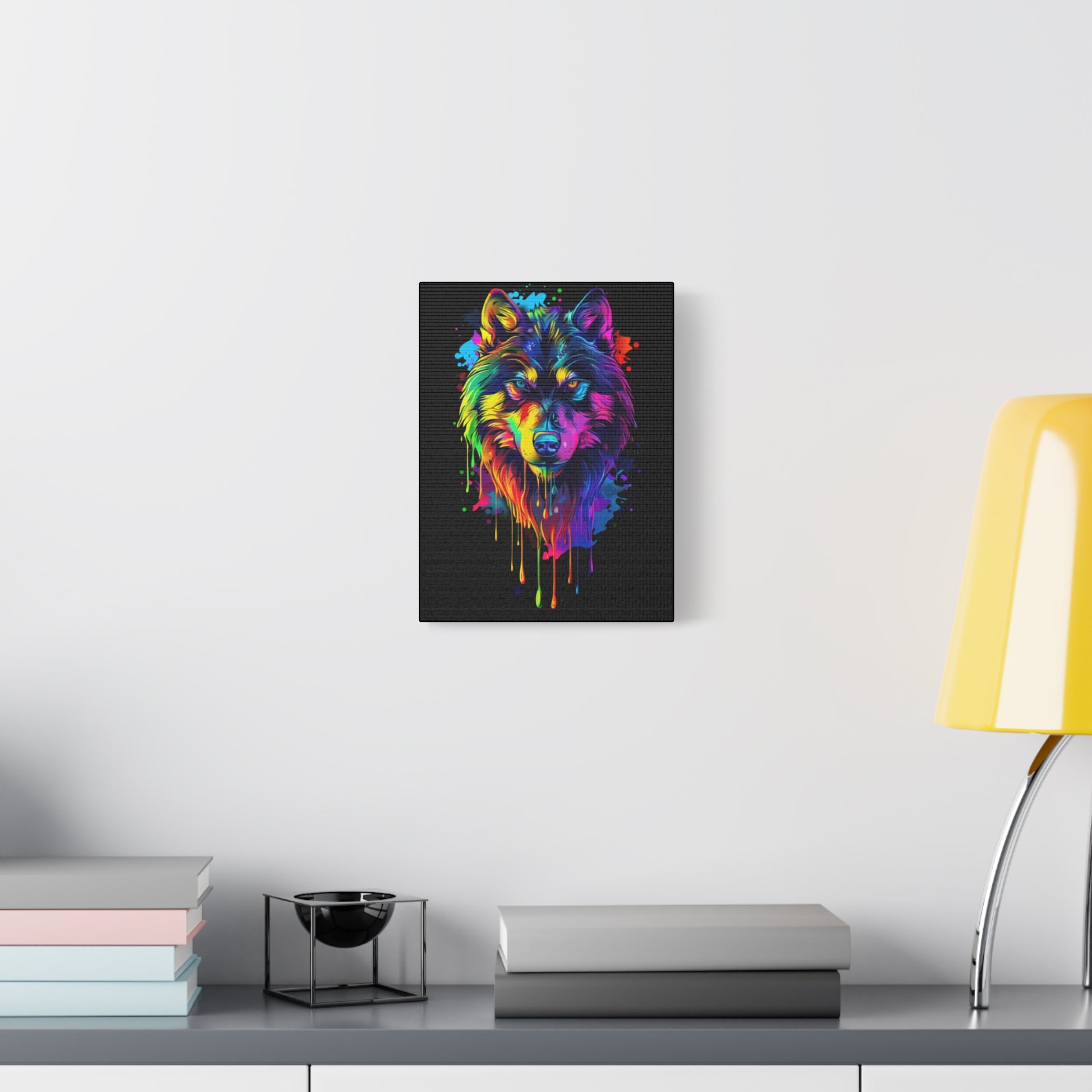Neon Wolf Canvas Wall Art, Colorful Animal Decor, Home Office Decoration, Unique Gift for Nature Lovers, Modern Art Print, Wildlife [...] - VYBE Shop