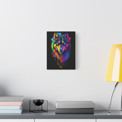 Neon Wolf Canvas Wall Art, Colorful Animal Decor, Home Office Decoration, Unique Gift for Nature Lovers, Modern Art Print, Wildlife [...] - VYBE Shop