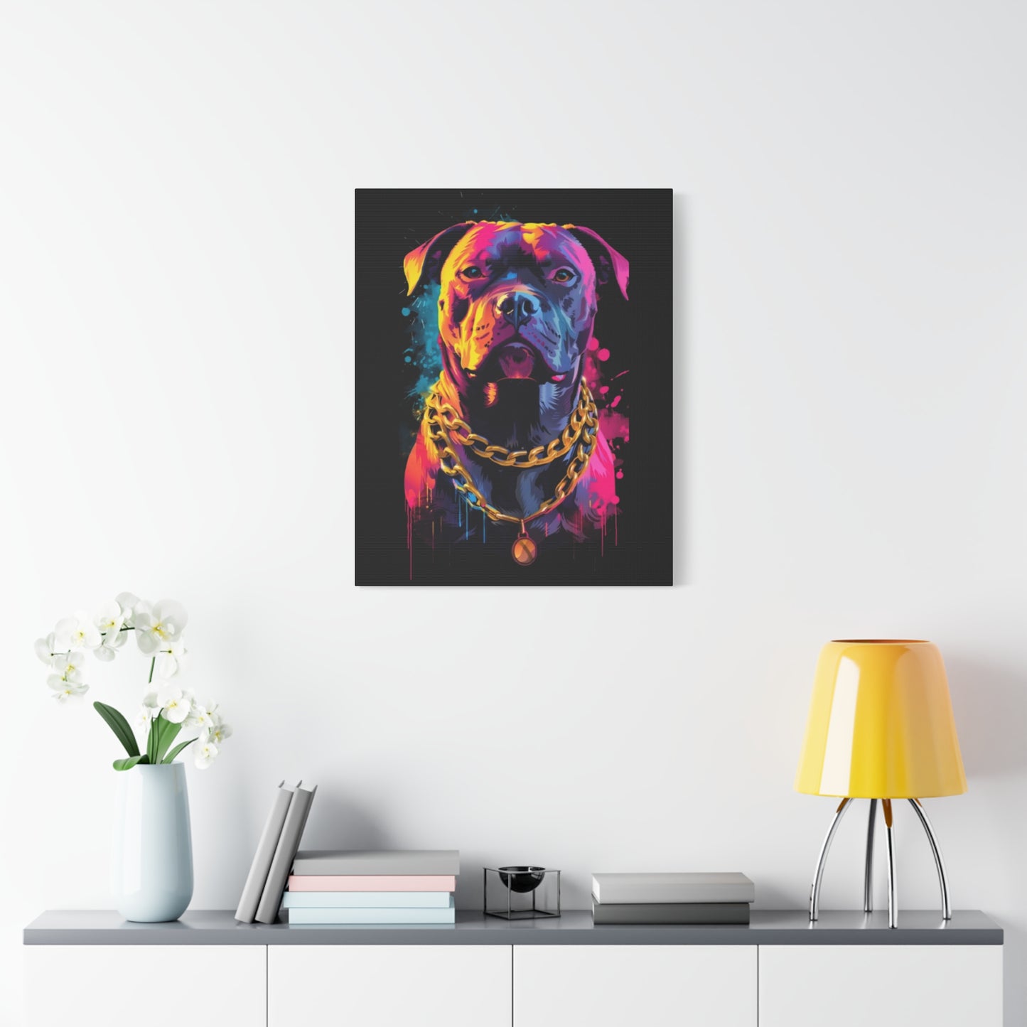 Vibrant Dog Portrait Canvas Art, Dog Lover Gift, Home Decor, Unique Wall Art, Pet Memorial Decoration, Colorful Art Print - VYBE Shop