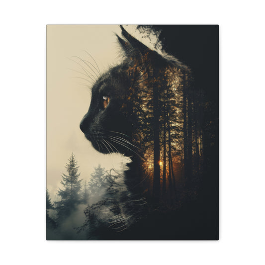 Enchanting Cat Forest Canvas Art Print, Matte Wall Decor for Cat Lovers, Perfect Gift for Home or Office, Pet Lover Decoration, [...] - VYBE Shop