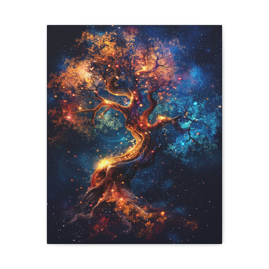 Galactic Tree Canvas Print, Vibrant Cosmic Art, Home Décor, Gift for Nature Lovers, Unique Wall Art, Space-Themed Decoration - VYBE Shop