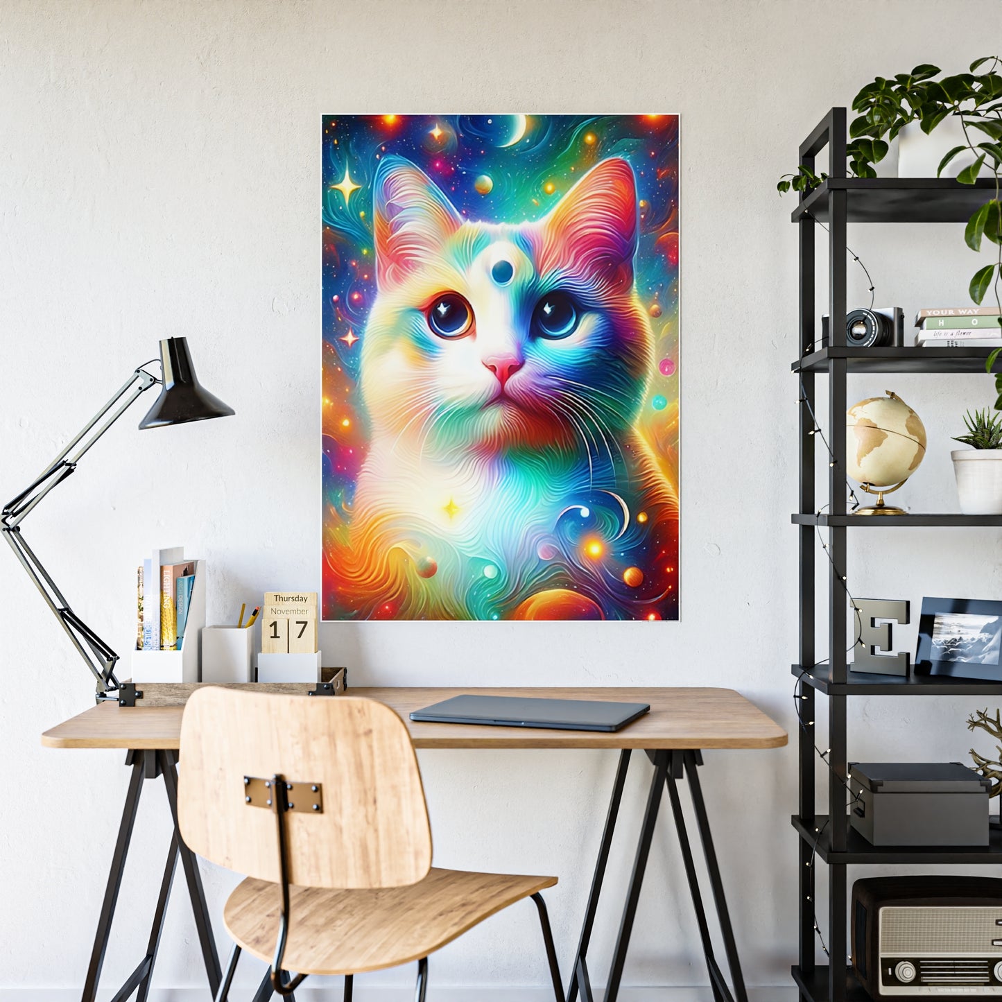Colorful Cat Poster - Vibrant Home Decor, Pet Lover Gift, Wall Art, Cat Lover Decor, Vibrant Art Print - VYBE Shop