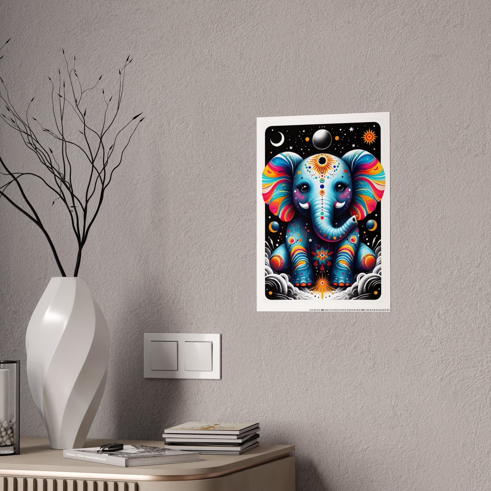 Vibrant Elephant Art Poster, Glossy Wall Decor - VYBE Shop