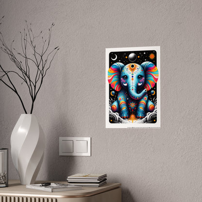 Vibrant Elephant Art Poster, Glossy Wall Decor - VYBE Shop