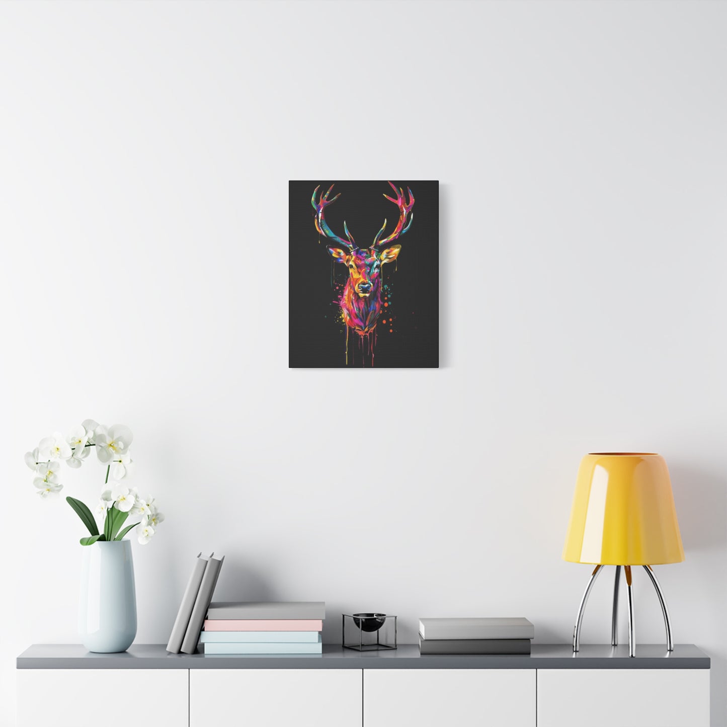 Neon Deer Design Matte Canvas Framed Print - VYBE Shop