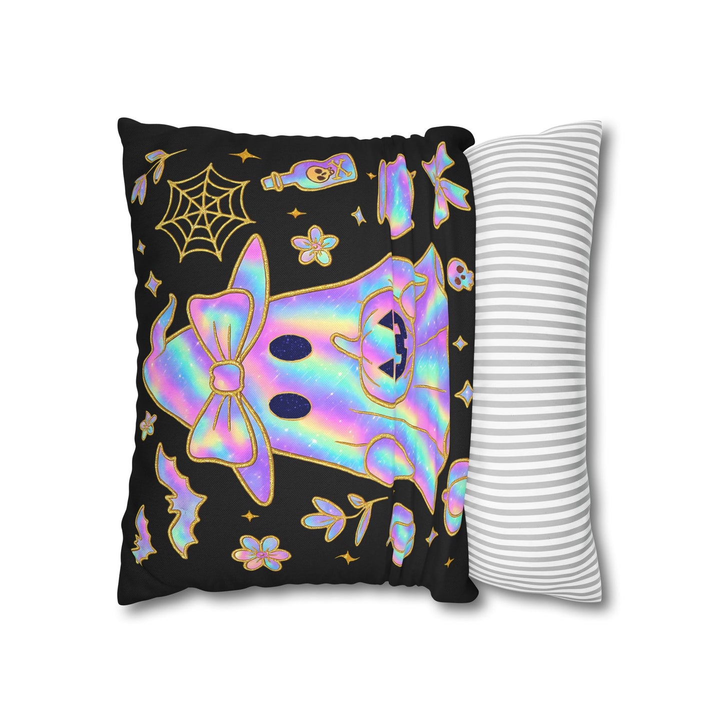 Holographic Ghost Pillowcase - Cozy Halloween Decor, Cute Cushion Cover, Spooky Gift for Fall Vibes - VYBE Shop