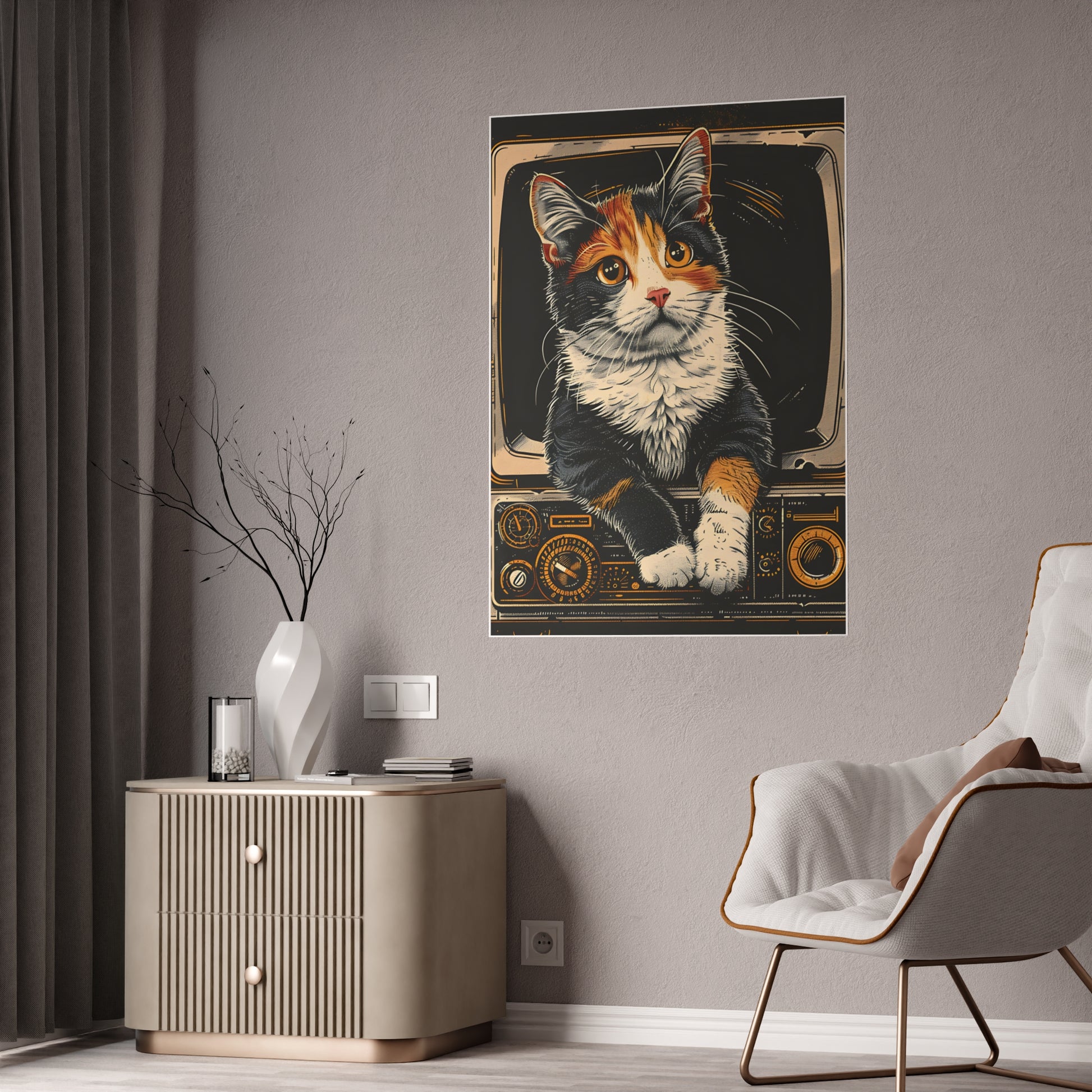 Cat Charming Cat Gloss Poster, Cat Lover Wall Art, Vintage Style Cat Print - VYBE Shop