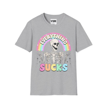 Funny- Everything Sucks Vintage Skeleton T-Shirt - VYBE Shop