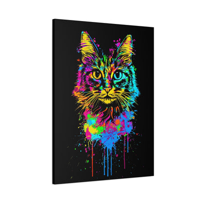 Neon Cat Design Matte Canvas Framed Print - VYBE Shop