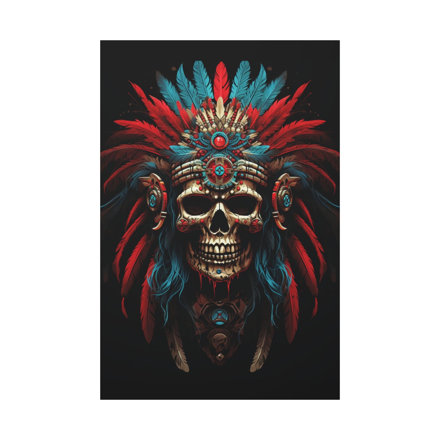 Bohemian Skull Canvas Print, Wall Art, Home Decor, Unique Gift, Ethnic Artwork, Colorful Wall Hanging - VYBE Shop