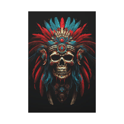 Bohemian Skull Canvas Print, Wall Art, Home Decor, Unique Gift, Ethnic Artwork, Colorful Wall Hanging - VYBE Shop