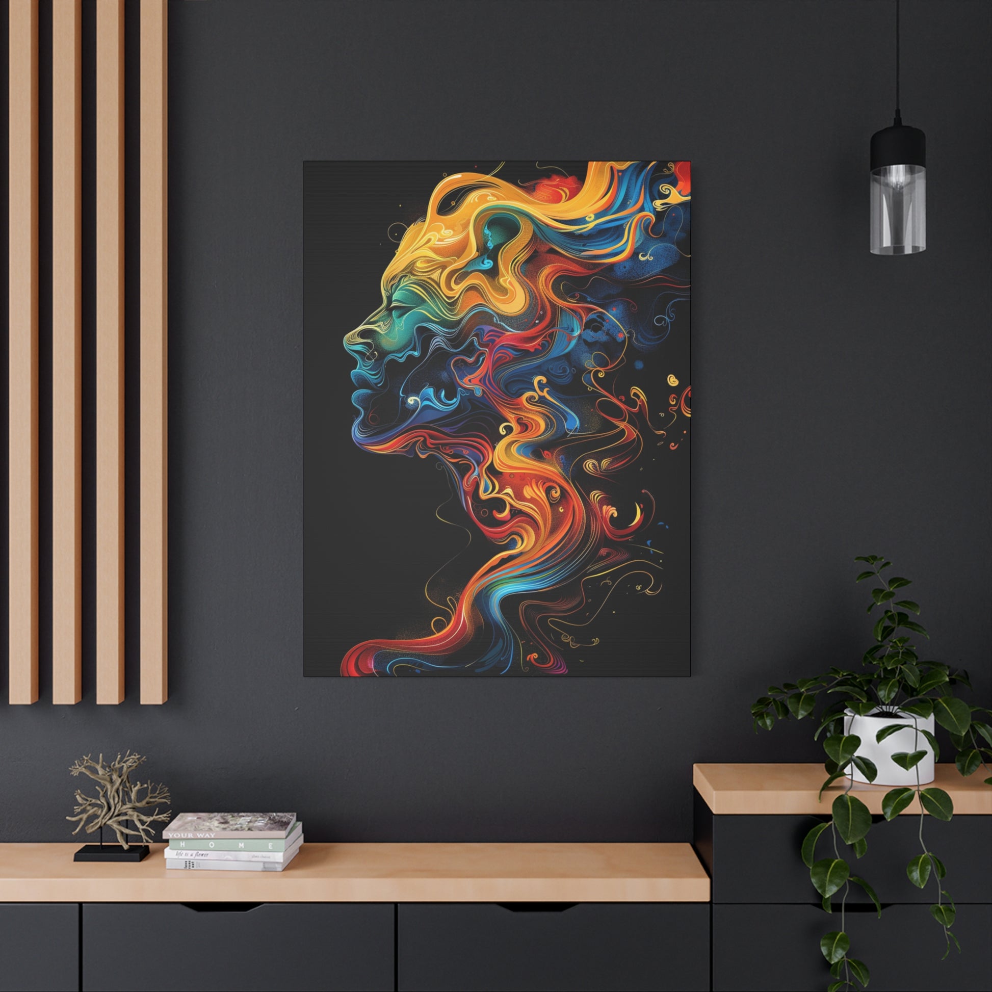 Colorful Abstract Portrait Canvas Art, Modern Wall Decor, Gift for Home, Living Room, Unique Artwork, Trending Decor - VYBE Shop
