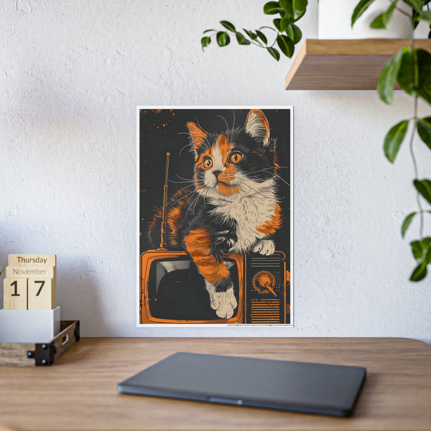 Cat Vintage Cat Art Print - Retro Animal Wall Art Gloss Poster for Cat Lovers - VYBE Shop