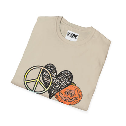 Fall- Vibes Unisex T-Shirt - Peace Love Fall, Autumn Tee, Halloween Shirt, Cozy Casual Wear, Gift for Pumpkin Lovers - VYBE Shop