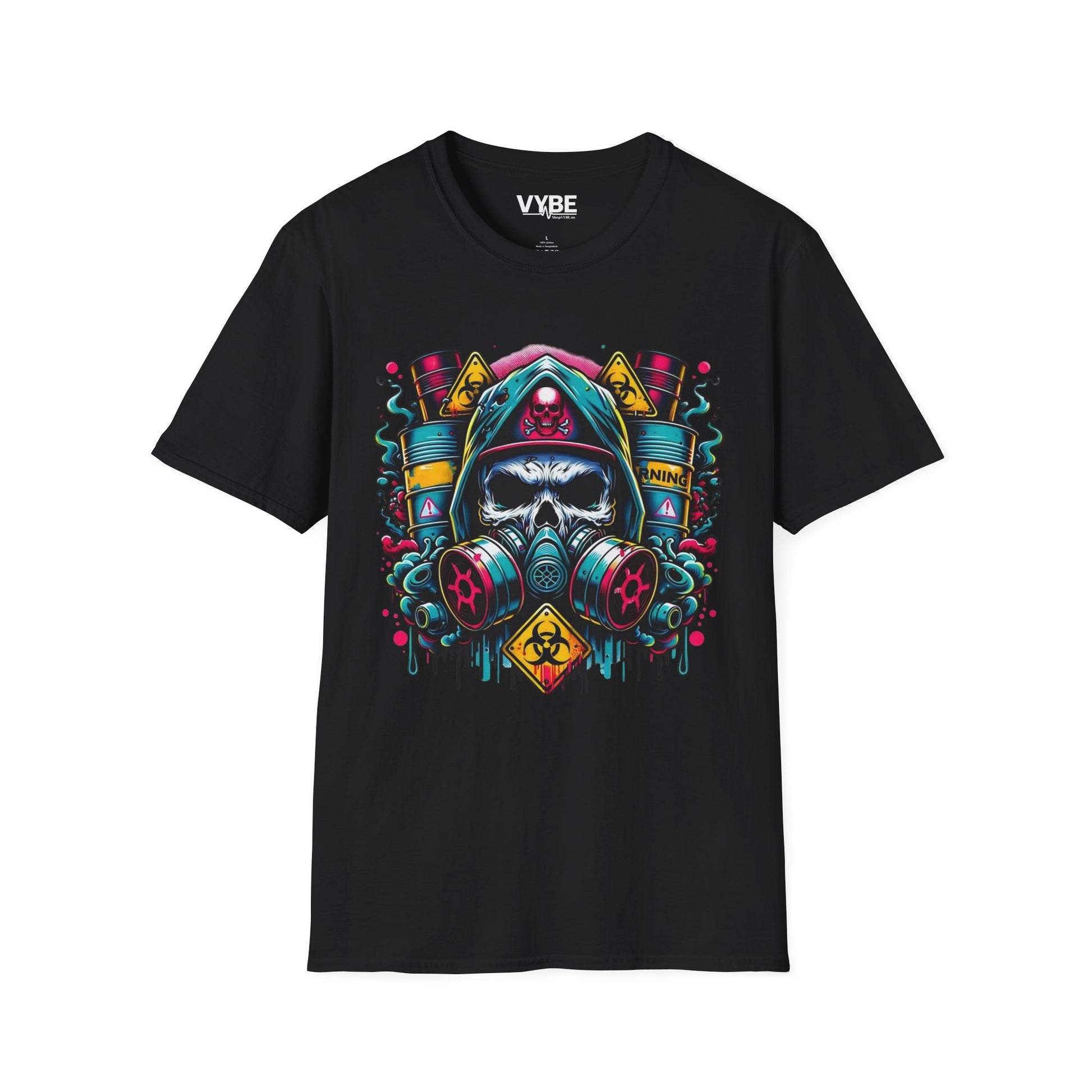 Biohazard Skull Graphic Tee, Trendy Halloween Shirt, Music Festival T-Shirt, Unisex Softstyle Top, Edgy Streetwear Fashion - VYBE