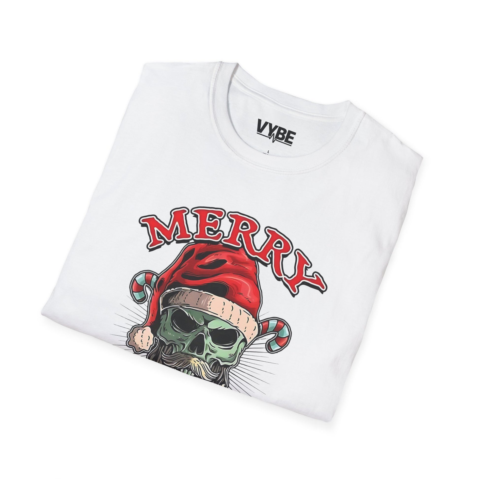Christmas- Merry F**kin Christmas Skull T-Shirt, Funny Holiday Tee, Unisex Graphic Shirt, Unique Christmas Gift - VYBE Shop