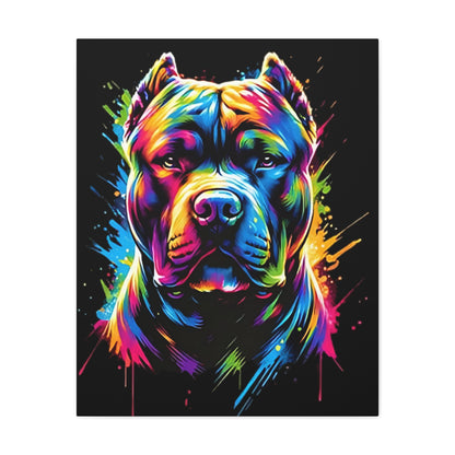 Neon Pitbull Canvas Art Print | Pet Lover Wall Decor, Dog Decor, Home Art, Gift for Dog Owners, Vibrant Animal Wall Art - VYBE Shop