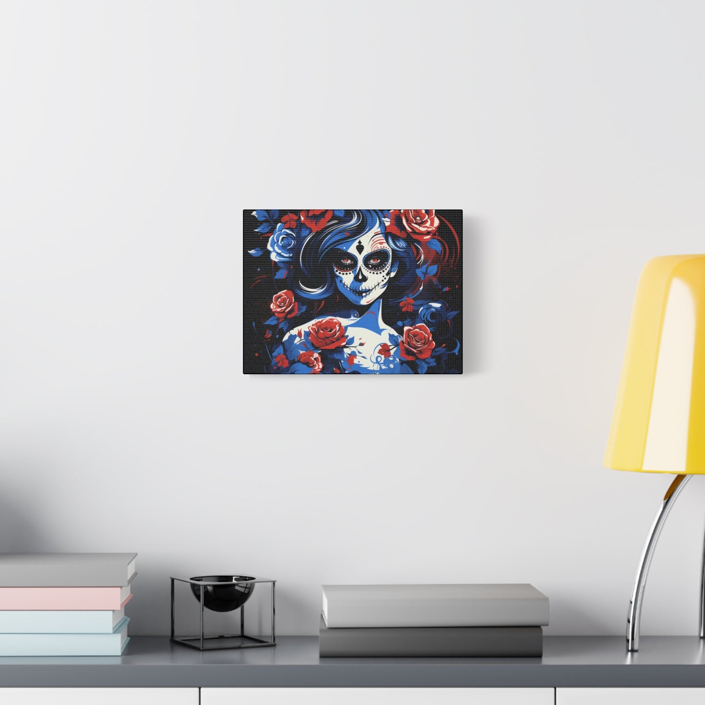 Stretched Canvas Art Print, Colorful Floral Skull Design, Wall Decor for Home, Dia de los Muertos, Gothic Vibe, Unique Gift, Art Lovers - VYBE Shop