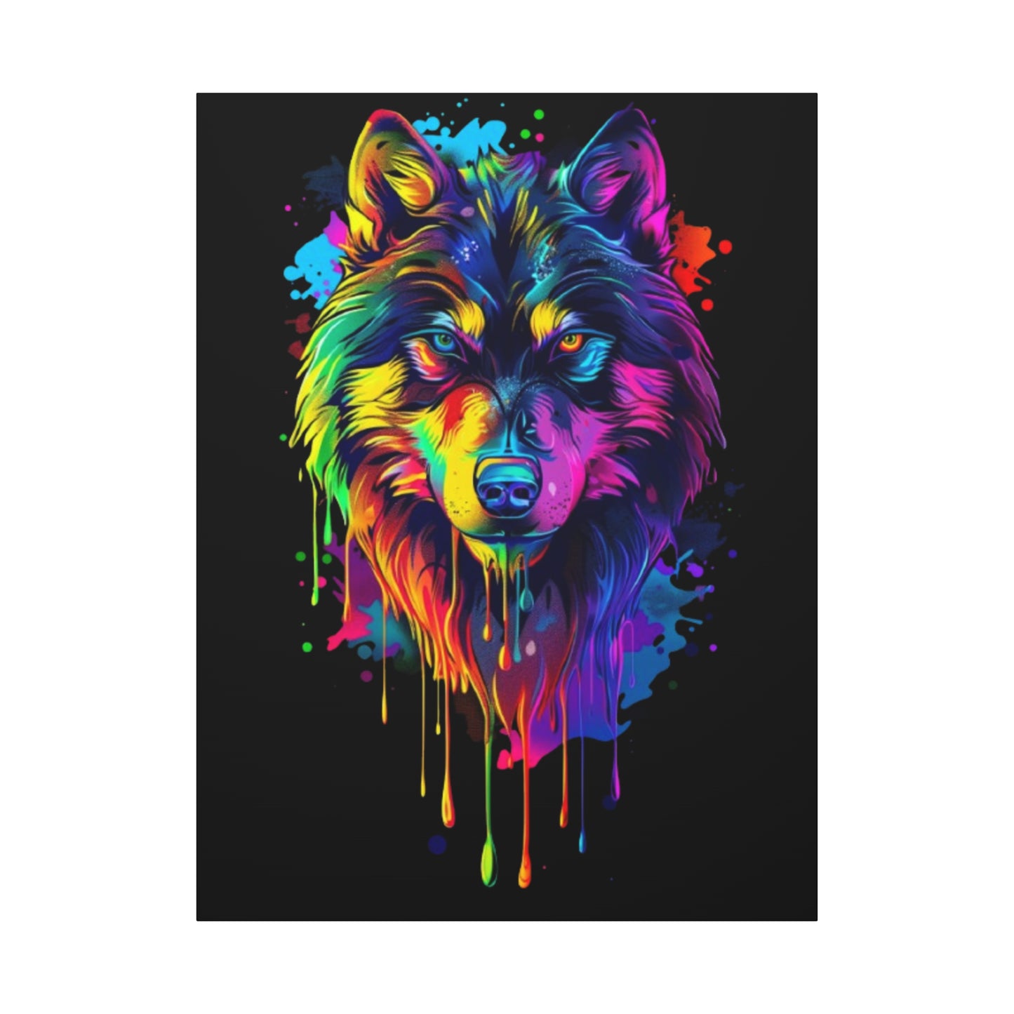 Neon Wolf Canvas Wall Art, Colorful Animal Decor, Home Office Decoration, Unique Gift for Nature Lovers, Modern Art Print, Wildlife [...] - VYBE Shop