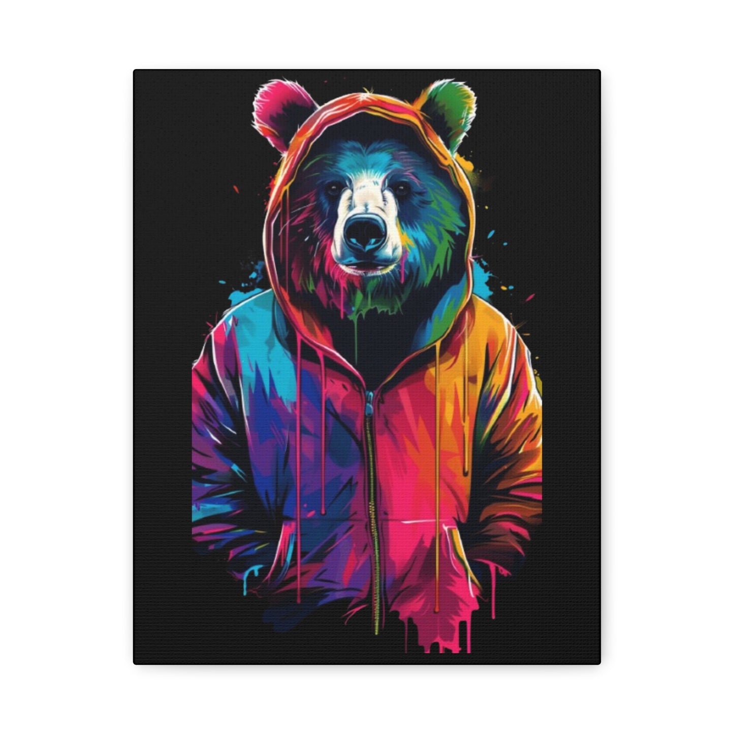 Vibrant Bear Canvas Art, Colorful Wall Decor, Modern Animal Painting, Home Aesthetic, Unique Gift Idea, Wildlife Lover Decor - VYBE Shop