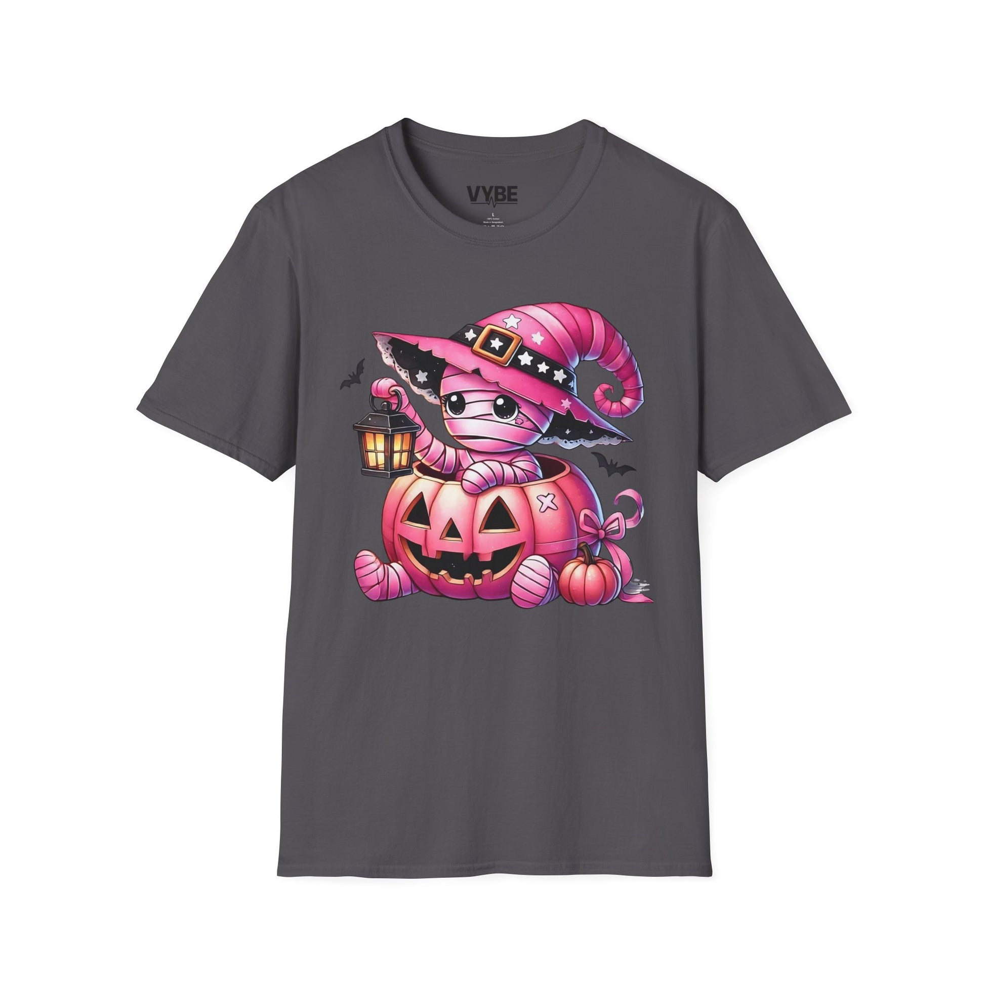 Halloween- Cute Pink Halloween Mummy T-Shirt, Unisex Graphic Tee - VYBE Shop