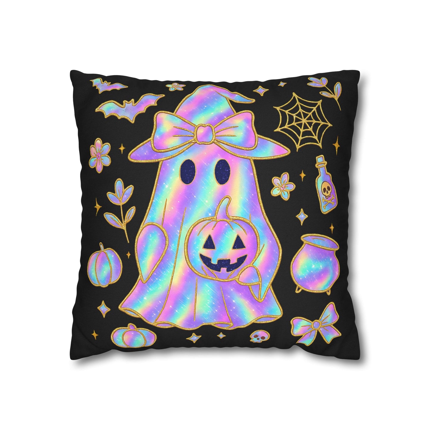 Holographic Ghost Pillowcase - Cozy Halloween Decor, Cute Cushion Cover, Spooky Gift for Fall Vibes - VYBE Shop