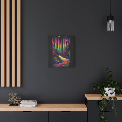 Neon Nature Canvas Art, Wall Decor, Colorful Landscape, Bohemian Home Decor, Gift for Art Lovers, Unique Wall Hanging - VYBE Shop