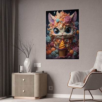 Whimsical Cat Art Print - Charming Poster for Kids Room Decor - VYBE Shop