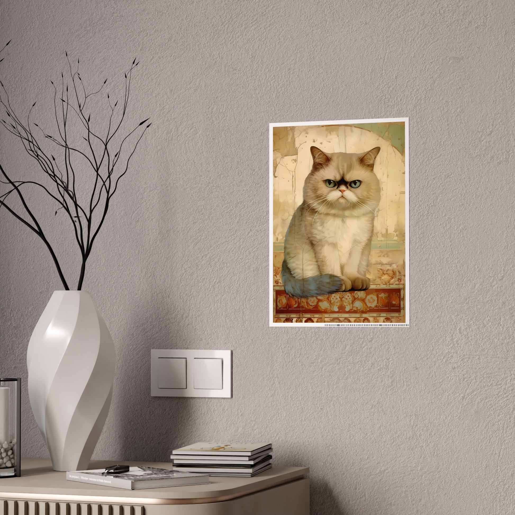 Glossy Cat Art Poster, Cat Lover Decor, Unique Cat Print - VYBE Shop