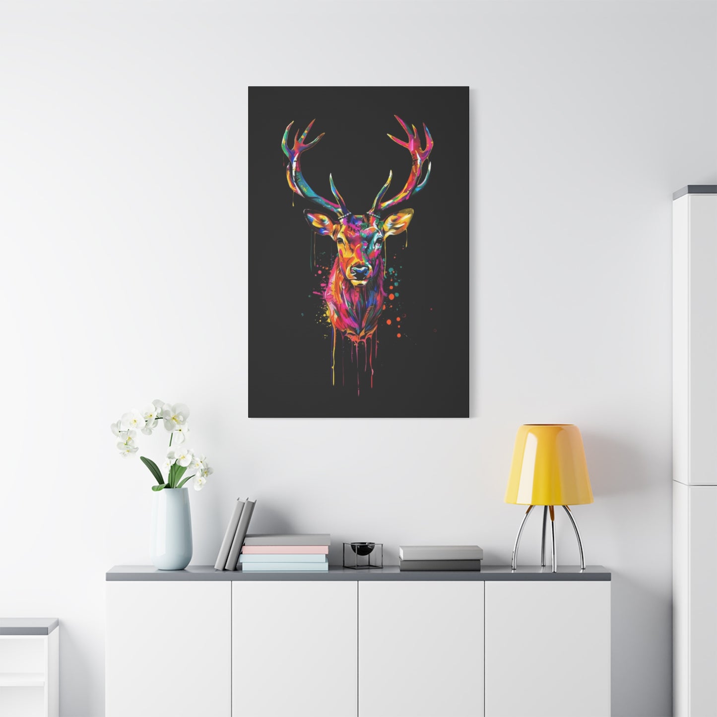 Neon Deer Design Matte Canvas Framed Print - VYBE Shop