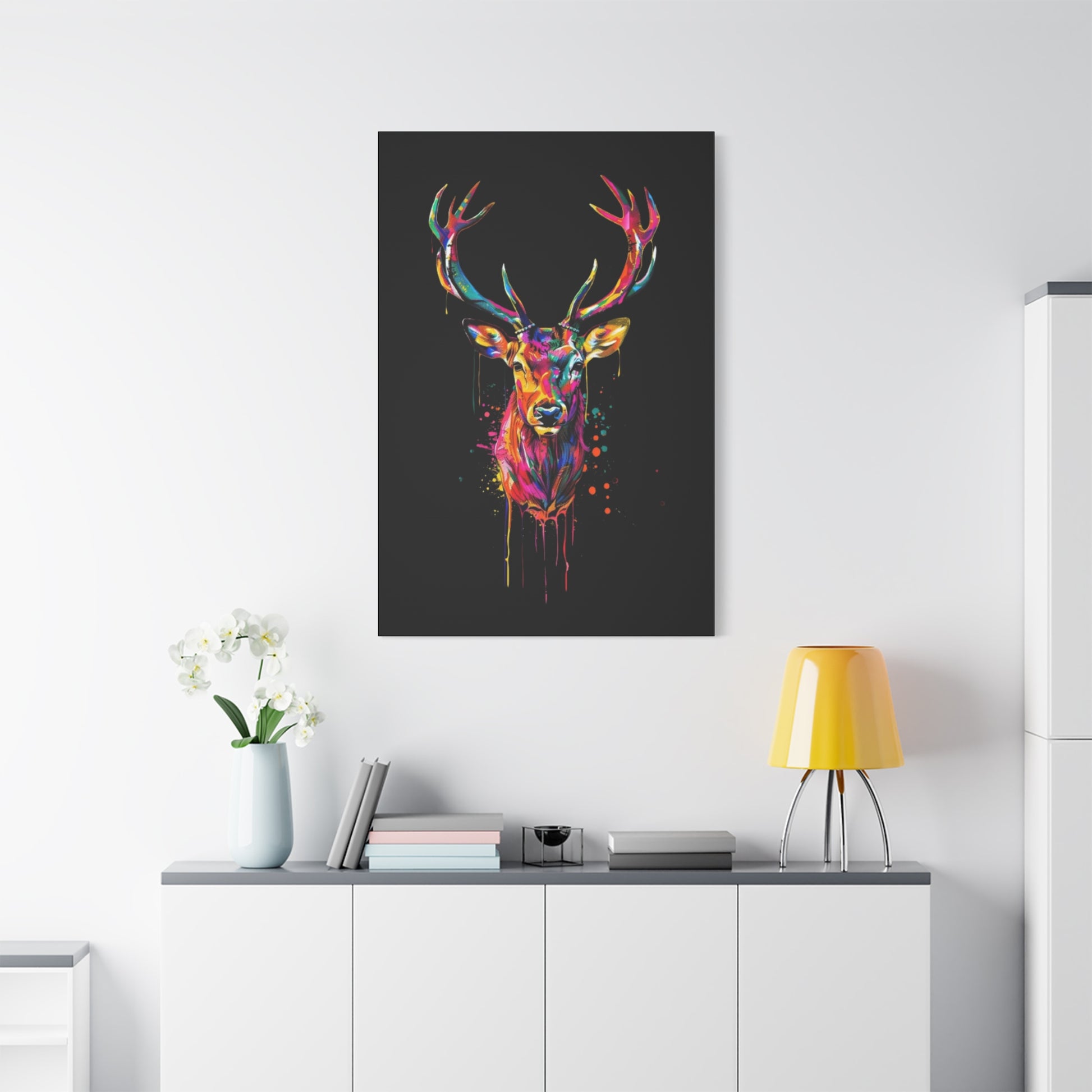 Neon Deer Design Matte Canvas Framed Print - VYBE Shop