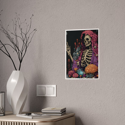 Skeleton Vibrant Skeleton Art Print, Glossy Poster, Gothic Wall Art - VYBE Shop