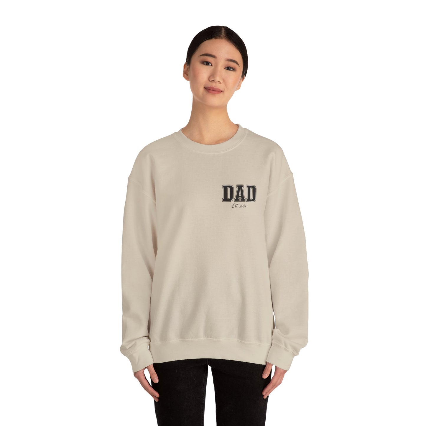Custom Dad Crewneck Sweatshirt with Personalized Child's Birth Year - VYBE