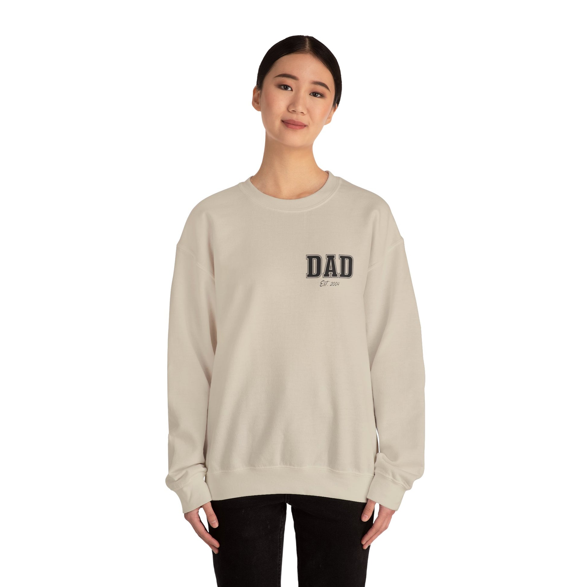 Custom Dad Crewneck Sweatshirt with Personalized Child's Birth Year - VYBE