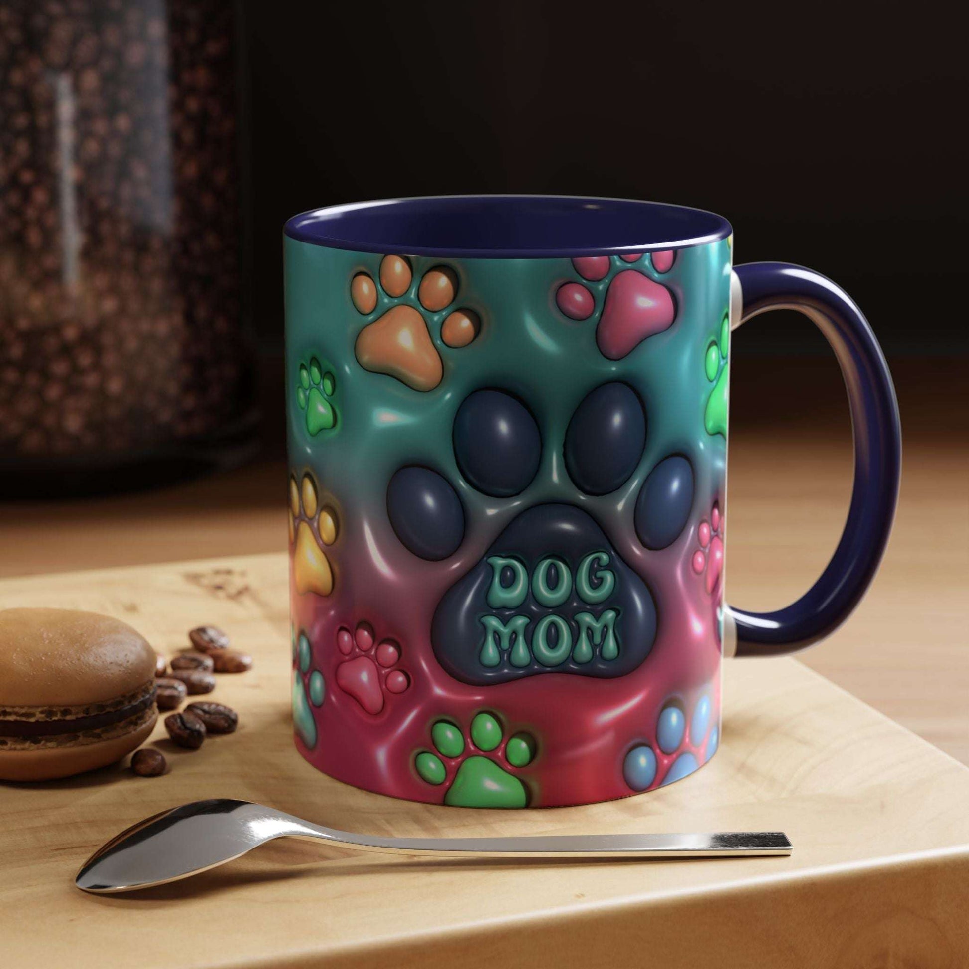 Colorful Dog Mom Coffee Mug, Inflated 3d Design, 11Oz or 15Oz - VYBE