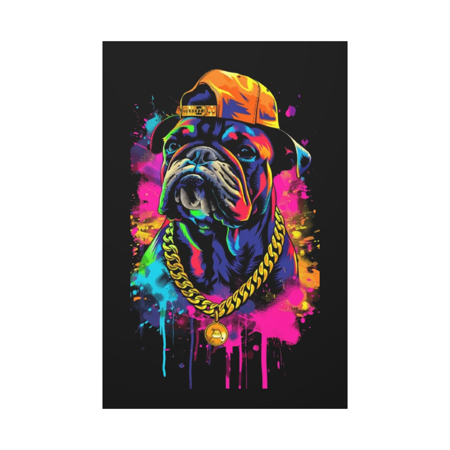 Vibrant Dog In Chain Canvas Print - VYBE Shop