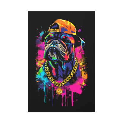 Vibrant Dog In Chain Canvas Print - VYBE Shop