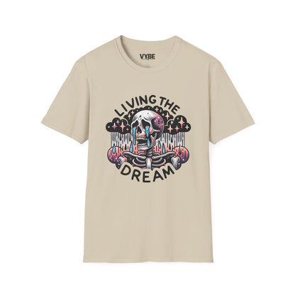 Funny- Living the Dream Skull Graphic T-Shirt - VYBE Shop