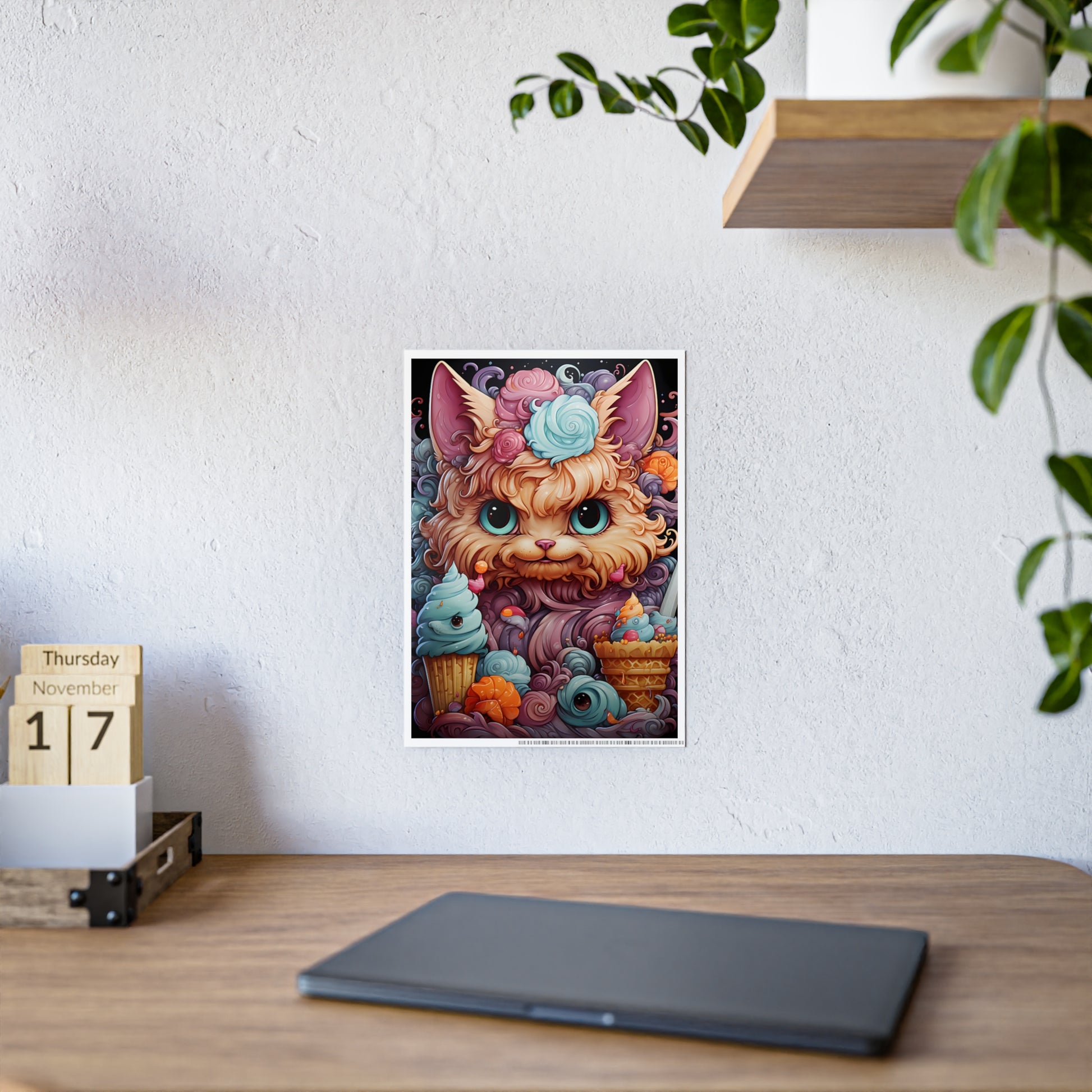 Colorful Cat Wall Art Poster - Cute Gloss Print for Vibrant Home Decor - VYBE Shop