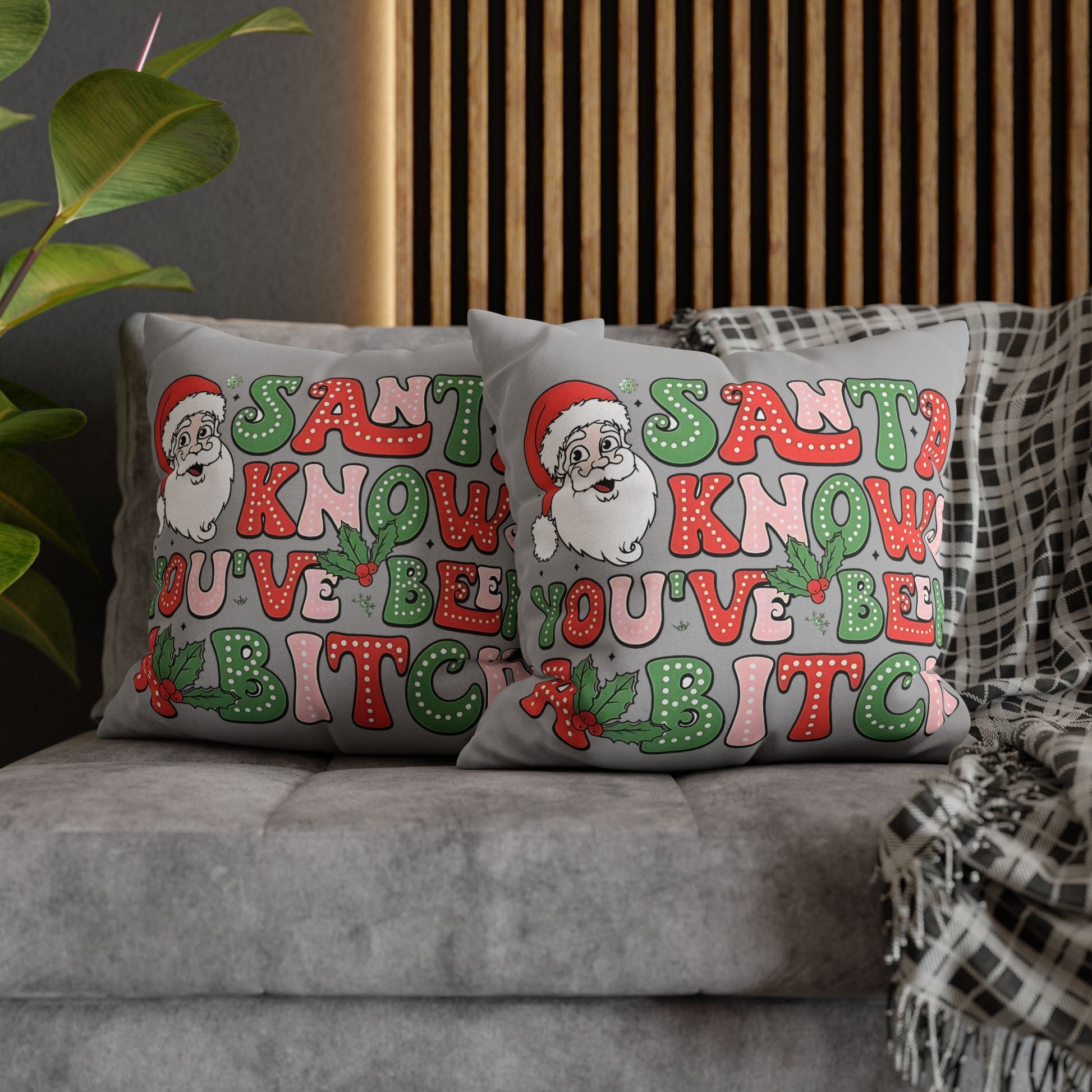 Funny Christmas Pillowcase - Santa Knows You've Been A Bit... Unique Decorative Accent for Holiday Decor, Perfect Gift for Friends and Family - VYBE Shop