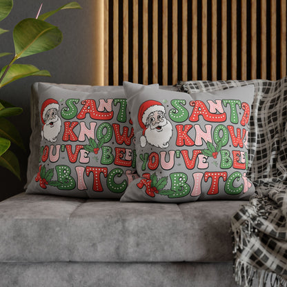 Funny Christmas Pillowcase - Santa Knows You've Been A Bit... Unique Decorative Accent for Holiday Decor, Perfect Gift for Friends and Family - VYBE Shop