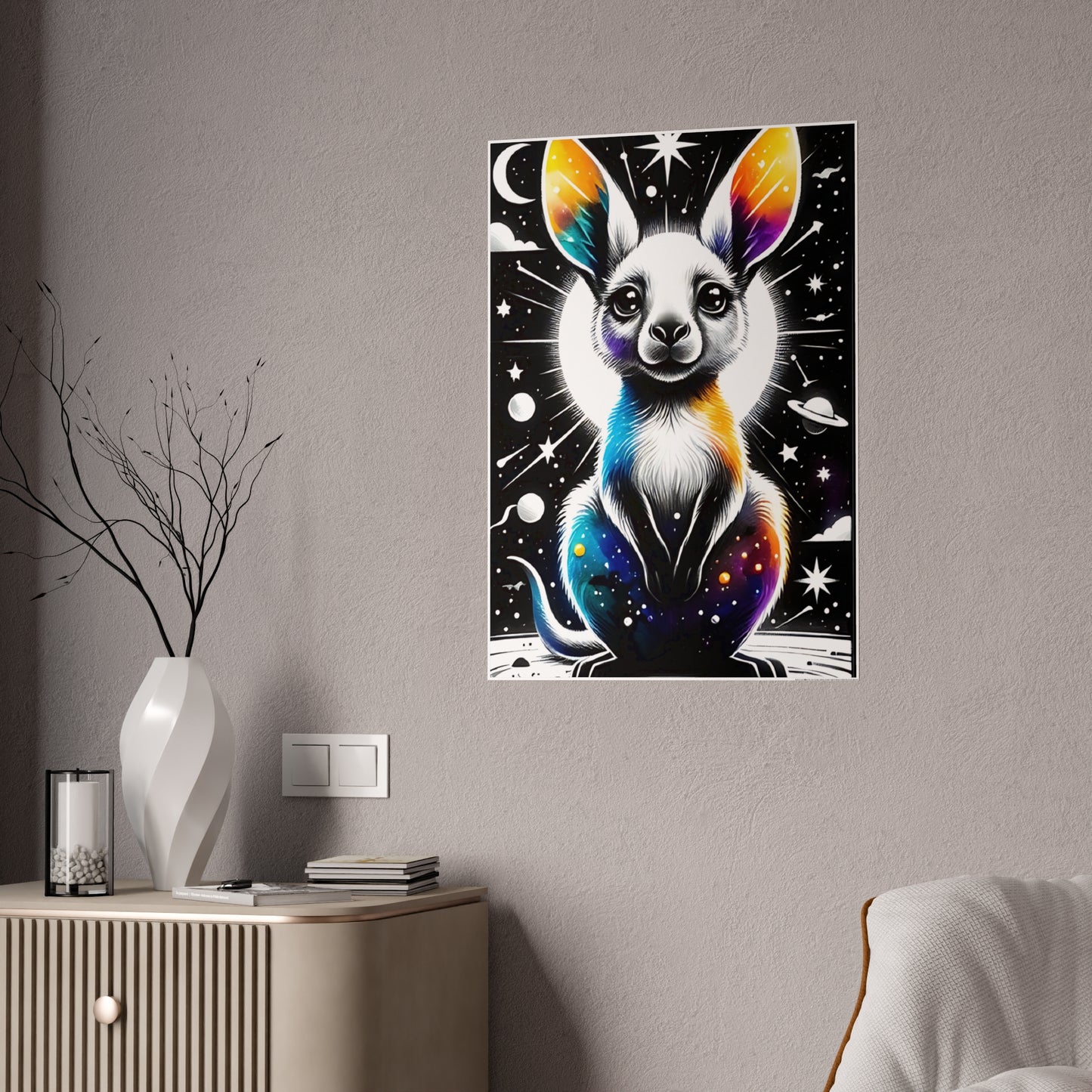 Vibrant Animal Wall Art Print, Glossy Poster of Colorful Rabbit Design - VYBE Shop