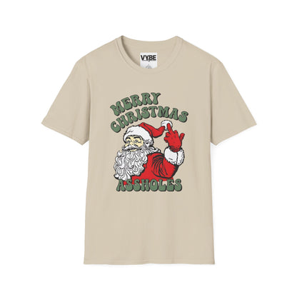 Christmas- Funny T-Shirt, Merry Christmas A**holes Graphic Tee, Holiday Humor Shirt, Gift for Him/Her - VYBE Shop