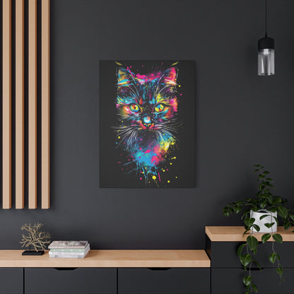Vibrant Cat Art Canvas Wall Decor, Colorful Cat Portrait, Animal Wall Art, Cat Lover Gift, Home Decor - VYBE Shop