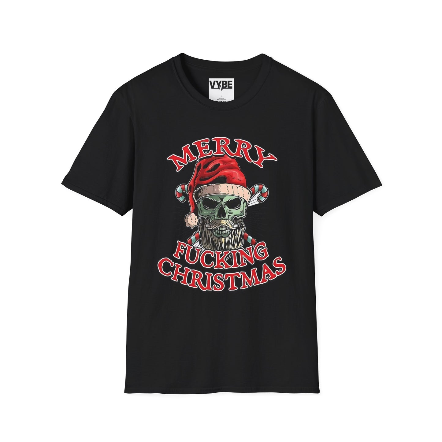 Christmas- Merry F**kin Christmas Skull T-Shirt, Funny Holiday Tee, Unisex Graphic Shirt, Unique Christmas Gift - VYBE Shop