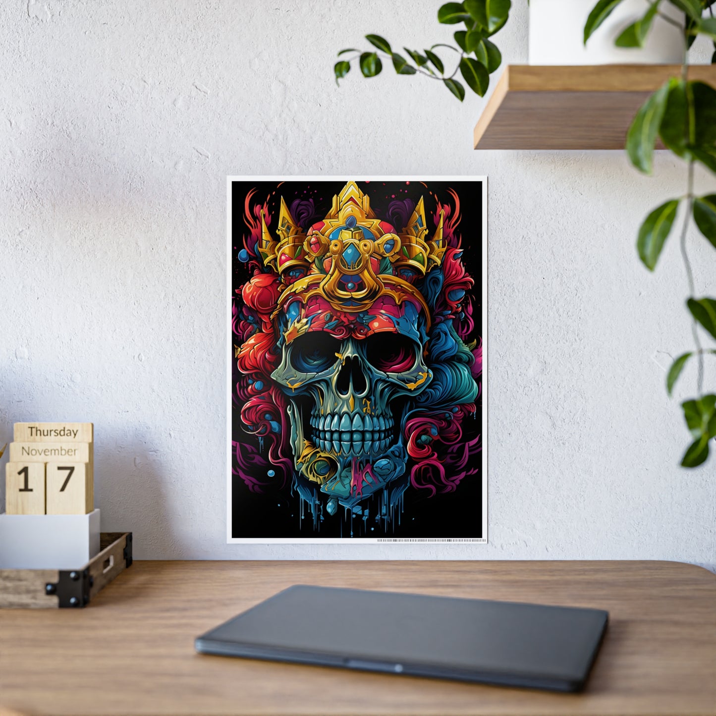 Vibrant Skull Art Poster - Glossy Colorful Home Decor - VYBE Shop