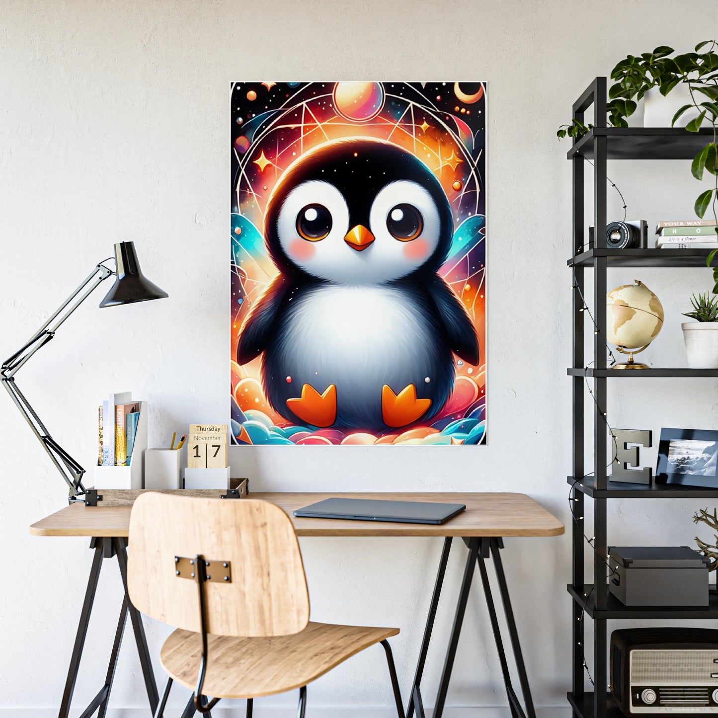Whimsical Penguin Art Poster, Colorful Wall Decor - VYBE Shop